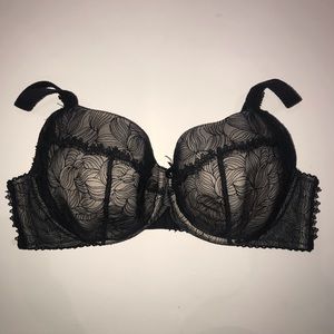Ashley Graham Full Support Nude molded up black floral lace bra - 42DDD